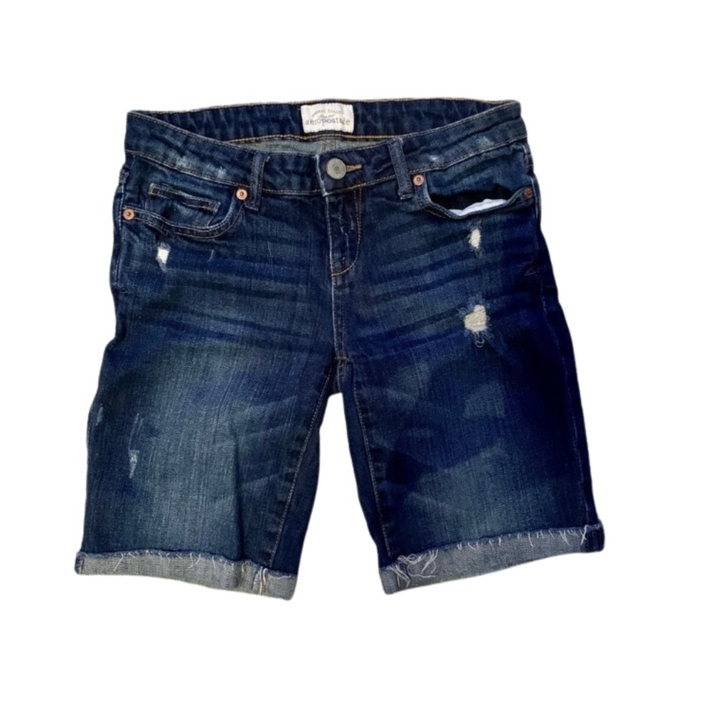 Aeropostale dark destructed Bermuda shorts size 1/2 - Picture 1 of 8